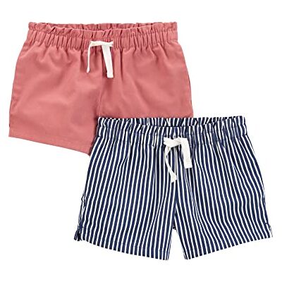Simple Joys by Carter's Lot de 2 shorts pour fille, Rose corail/bleu marine, 12 mois Simple Joys by Carter's Lot de 2 shorts pour fille, Rose corail/bleu marine, 12 mois