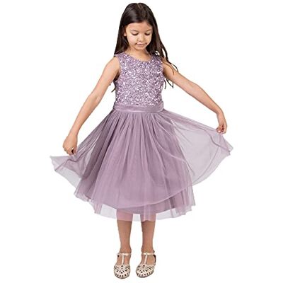 Maya Deluxe Midi Dress For Girls Sequins Embellished Party Tutu Bridesmaids Wedding With Belt Bow Robe Fille (lot de 1) Maya Deluxe Midi Dress For Girls Sequins Embellished Party Tutu Bridesmaids Wedding With Belt Bow Robe Fille (lot de 1)