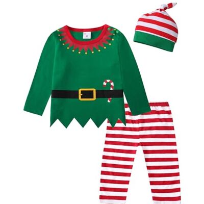 MOMBEBE COSLAND Déguisement Noël Bébé Garçons Cosutme Ensemble (12-18 Mois, Vert) MOMBEBE COSLAND Déguisement Noël Bébé Garçons Cosutme Ensemble (12-18 Mois, Vert)