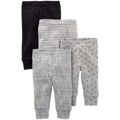 Simple Joys by Carter's Lot de 4 pantalons unisexes pour bébé, Gris/noir/banane/blanc, 0-3 mois Simple Joys by Carter's Lot de 4 pantalons unisexes pour bébé, Gris/noir/banane/blanc, 0-3 mois
