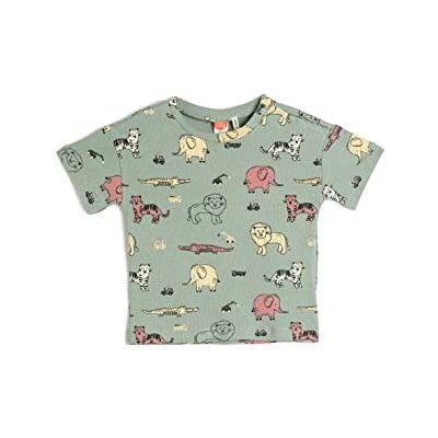 Koton T-shirt Short Sleeve Crew Neck Waffle Textured Printed Cotton T-shirt Babyboys Koton T-shirt Short Sleeve Crew Neck Waffle Textured Printed Cotton T-shirt Babyboys
