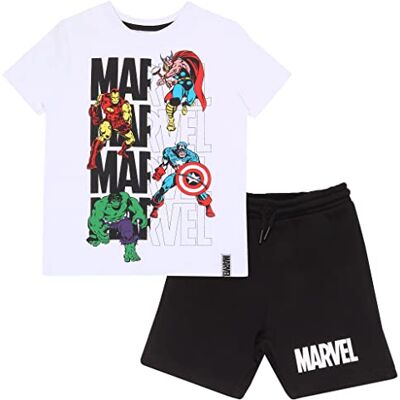 Popgear Marvel Comics 4 Ready for Action Shorts et t-Shirts, Enfants, 104-170, Merce Ufficialee, White/Black, 128 Popgear Marvel Comics 4 Ready for Action Shorts et t-Shirts, Enfants, 104-170, Merce Ufficialee, White/Black, 128