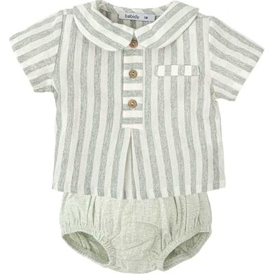 BABIDU Ensemble enfant avec chemise à manches courtes à rayures unisexe pour bébé, Unique, 3 mois BABIDU Ensemble enfant avec chemise à manches courtes à rayures unisexe pour bébé, Unique, 3 mois