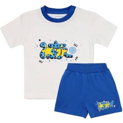 Inter Ensemble court bébé Snake, complet pour bébé, t-shirt et shorts, couleur blanche, produit officiel 2 ans Inter Ensemble court bébé Snake, complet pour bébé, t-shirt et shorts, couleur blanche, produit officiel 2 ans