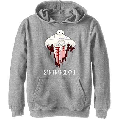 Disney Big Hero 6 Baymax San Fransokyo Love Boys Sweat à capuche, Gris chiné Athletic, S Disney Big Hero 6 Baymax San Fransokyo Love Boys Sweat à capuche, Gris chiné Athletic, S