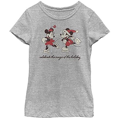 Disney T-shirt Mickey And Minnie The Magic Of The Holiday Christmas Girls, Gris chiné Athletic, XS Disney T-shirt Mickey And Minnie The Magic Of The Holiday Christmas Girls, Gris chiné Athletic, XS