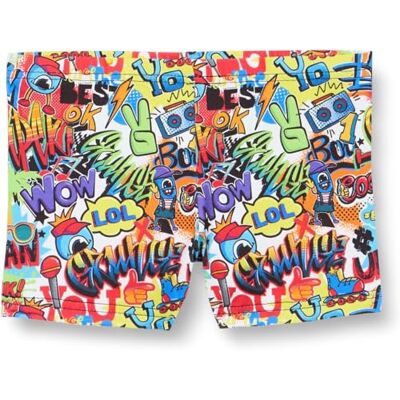 Haute pression Shorty garçon Motif Grafiti X6015 C01 T4A, Multicolore, 4-16 ans Haute pression Shorty garçon Motif Grafiti X6015 C01 T4A, Multicolore, 4-16 ans