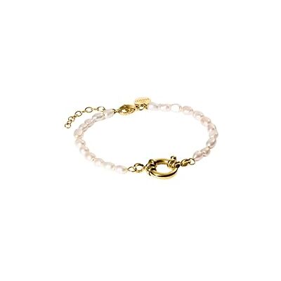 Purelei Pearl Charm Bracelet avec perles d'eau douce et œillet à breloques, en acier inoxydable plaqué or 14 K/18 carats, 16 à 19 cm, bijou élégant, réglable Purelei Pearl Charm Bracelet avec perles d'eau douce et œillet à breloques, en acier inoxydable plaqué or 14 K/18 carats, 16 à 19 cm, bijou élégant, réglable