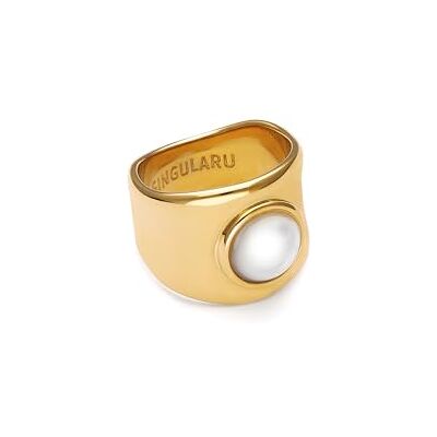 SINGULARU Bague My Nacre. Acier avec Plaqué or 18 carats et Nacre. Bijoux pour Femme. Taille 52 SINGULARU Bague My Nacre. Acier avec Plaqué or 18 carats et Nacre. Bijoux pour Femme. Taille 52