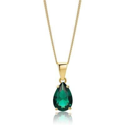 Miore Collier Femmes Chaîne en Or Jaune 9 Carat / 375 Or avec Pendentif Poire Pierre Précieuse, Bijoux Miore Collier Femmes Chaîne en Or Jaune 9 Carat / 375 Or avec Pendentif Poire Pierre Précieuse, Bijoux