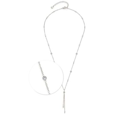 JEWELS BY LEONARDO Collier Ciao Francis • Chaîne en Y courte en acier inoxydable argenté • Pierres rondes en verre et tiges en métal en alternance • 42-47 cm de longueur • Bijou cadeau pour femme • JEWELS BY LEONARDO Collier Ciao Francis • Chaîne en Y courte en acier inoxydable argenté • Pierres rondes en verre et tiges en métal en alternance • 42-47 cm de longueur • Bijou cadeau pour femme •