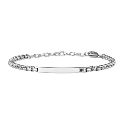 BREIL , Collection Blacken, Bracelet pour homme, bijou en acier miroir, avec zircon noir brillant et pratique, fermoir à mousqueton, idées cadeaux pour homme et garçon, taille 17-22 cm, argent, 22 BREIL , Collection Blacken, Bracelet pour homme, bijou en acier miroir, avec zircon noir brillant et pratique, fermoir à mousqueton, idées cadeaux pour homme et garçon, taille 17-22 cm, argent, 22