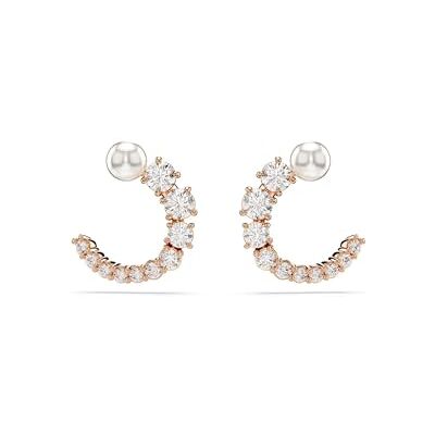 Swarovski Matrix Collection Hoop Earrings, Crystal pearl, Round cut Swarovski Matrix Collection Hoop Earrings, Crystal pearl, Round cut