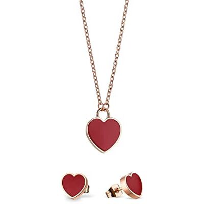 BERING Femme Ensemble collier et boucles d'oreilles, or rose,en acier inoxydable 431-715-Or rose BERING Femme Ensemble collier et boucles d'oreilles, or rose,en acier inoxydable 431-715-Or rose