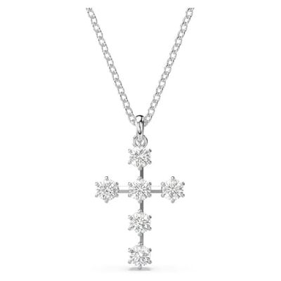 Swarovski Collier Femme Insigne Croix Plaqué Rhodium 5675576, large, Métal, Swarovski Collier Femme Insigne Croix Plaqué Rhodium 5675576, large, Métal,