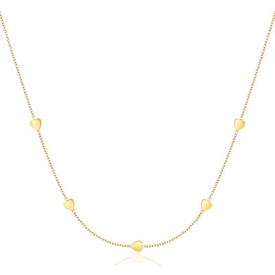 Miore Bijou pour femme Collier avec petits cœurs Chaîne classique en or jaune 9 carats 375 Longueur réglable de 40 à 42 cm, Or jaune, Perle Miore Bijou pour femme Collier avec petits cœurs Chaîne classique en or jaune 9 carats 375 Longueur réglable de 40 à 42 cm, Or jaune, Perle