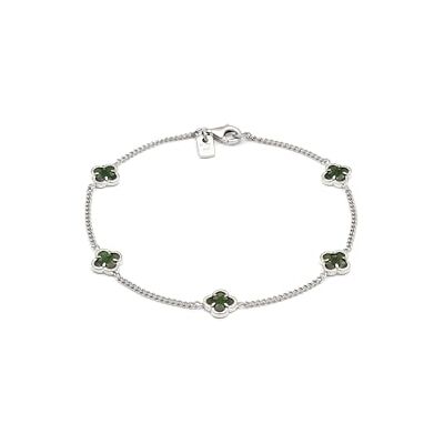 Kuzzoi Bracelet Bouddha pour homme en argent sterling 925 avec trèfle en émail (vert) Longueur : 19 cm Kuzzoi Bracelet Bouddha pour homme en argent sterling 925 avec trèfle en émail (vert) Longueur : 19 cm