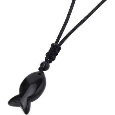 KYINYUECH 1 collier pendentif poisson pierre naturelle améthyste quartz rose pendentif œil de tigre collier corde réglable, Pierre KYINYUECH 1 collier pendentif poisson pierre naturelle améthyste quartz rose pendentif œil de tigre collier corde réglable, Pierre
