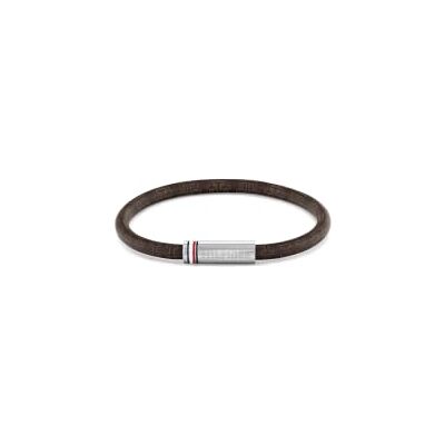 Tommy Hilfiger Bracelet pour homme en cordon imprimé marron avec fermoir magnétique Tommy Hilfiger Bracelet pour homme en cordon imprimé marron avec fermoir magnétique