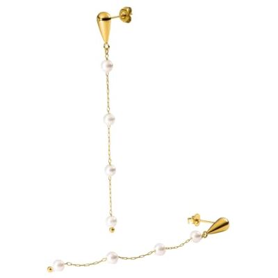Purelei ® Dewdrop Boucles d'oreilles pendantes élégantes avec perles de coquillage sur chaîne fine en acier inoxydable plaqué or 18 carats 75 mm de long Bijou festif pour femme Or/argent/or rose Purelei ® Dewdrop Boucles d'oreilles pendantes élégantes avec perles de coquillage sur chaîne fine en acier inoxydable plaqué or 18 carats 75 mm de long Bijou festif pour femme Or/argent/or rose