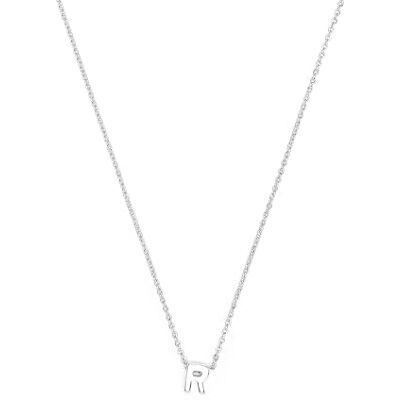 LUXENTER Collier Alphabet Finition Argent Lettre R, Mediano, Métal, Sans Gemme, Mediano, Métal, Sans Gemme LUXENTER Collier Alphabet Finition Argent Lettre R, Mediano, Métal, Sans Gemme, Mediano, Métal, Sans Gemme