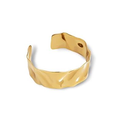 SINGULARU Bracelet Tide Bracelet en acier ou en acier avec finition plaquée or 18 carats Bracelet avec motif texturé Bijou pour femme Différents modèles SINGULARU Bracelet Tide Bracelet en acier ou en acier avec finition plaquée or 18 carats Bracelet avec motif texturé Bijou pour femme Différents modèles