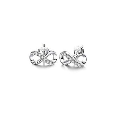Scott Boucles d'oreilles infini en argent sterling 925 avec zircons scintillants pour femme et femme Bijoux avec strass Infini, Argent, Cristal Zircone cubique Scott Boucles d'oreilles infini en argent sterling 925 avec zircons scintillants pour femme et femme Bijoux avec strass Infini, Argent, Cristal Zircone cubique