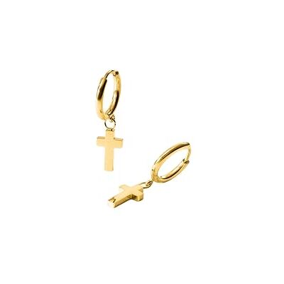 Purelei ® Boucles d'oreilles cross pour homme Créoles en acier inoxydable avec pendentif en forme de croix Plaqué or 18 carats Argent ou or rose Bijou symbolique pour homme au design Purelei ® Boucles d'oreilles cross pour homme Créoles en acier inoxydable avec pendentif en forme de croix Plaqué or 18 carats Argent ou or rose Bijou symbolique pour homme au design