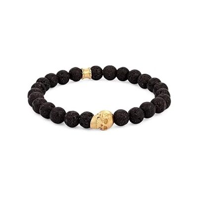 Kuzzoi Buddha 0207261725 Bracelet pour homme avec perles de lave (noir) et perle tête de mort en argent sterling 925 Bracelet d'énergie, longueur 19-23 cm Kuzzoi Buddha 0207261725 Bracelet pour homme avec perles de lave (noir) et perle tête de mort en argent sterling 925 Bracelet d'énergie, longueur 19-23 cm