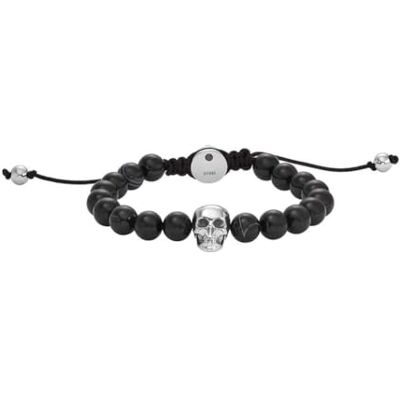 Diesel Homme, Bracelet en perles semi-précieuses avec fermoir à glissière Diesel Homme, Bracelet en perles semi-précieuses avec fermoir à glissière