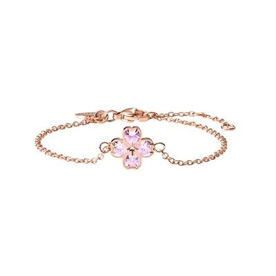 Purelei Cuore Rosé Bracelet Imperméable et réglable Bracelet en acier inoxydable avec trèfle et zircons roses Plaqué or 14 carats et or rose 18 carats Symbole de bonheur et d'amour Purelei Cuore Rosé Bracelet Imperméable et réglable Bracelet en acier inoxydable avec trèfle et zircons roses Plaqué or 14 carats et or rose 18 carats Symbole de bonheur et d'amour