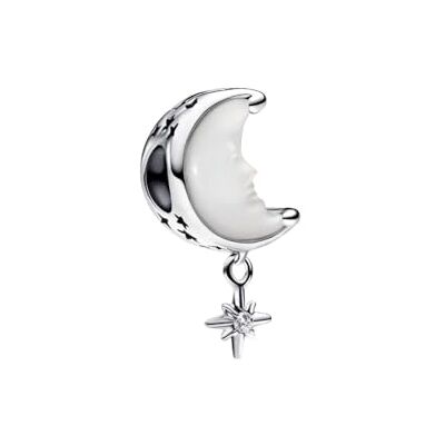 PANDORA Moments 793594C01 Breloque Bijoux en forme de lune et ??toile polaire en argent sterling et oxyde de zirconium Compatible avec les bracelets Moments, Wei? , Argent sterling, Zircone cubique PANDORA Moments 793594C01 Breloque Bijoux en forme de lune et ??toile polaire en argent sterling et oxyde de zirconium Compatible avec les bracelets Moments, Wei? , Argent sterling, Zircone cubique