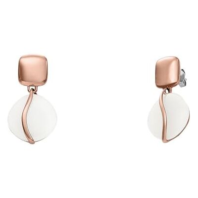 Skagen boucles d'oreilles pour femmes en acier inoxydable ou semi-précieux de couleur or rose avec fermoir en forme de poteau Skagen boucles d'oreilles pour femmes en acier inoxydable ou semi-précieux de couleur or rose avec fermoir en forme de poteau
