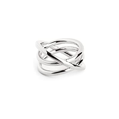 SINGULARU Bague Trinity. Laiton massif avec finition plaqué rhodium. Bijoux pour femme. Taille 14 SINGULARU Bague Trinity. Laiton massif avec finition plaqué rhodium. Bijoux pour femme. Taille 14