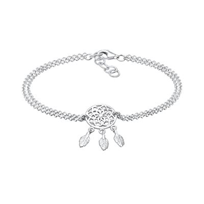 Elli Bracelet en argent sterling 925 avec attrape-rêves bohème en forme d'attrape-rêves Elli Bracelet en argent sterling 925 avec attrape-rêves bohème en forme d'attrape-rêves
