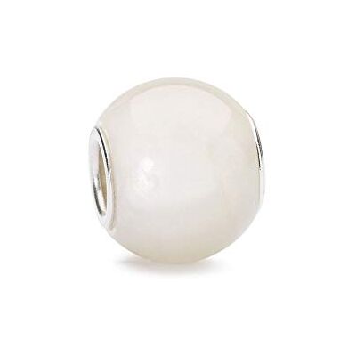 TROLLBEADS Charm Runder Weißer Mondstein aus Edelstein in der Farbe Weiß, TSTBE-00017 TROLLBEADS Charm Runder Weißer Mondstein aus Edelstein in der Farbe Weiß, TSTBE-00017
