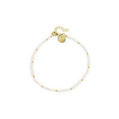 SINGULARU Bracelet Pearls Dots Acier Plaqué Or Bijoux pour femmes SINGULARU Bracelet Pearls Dots Acier Plaqué Or Bijoux pour femmes