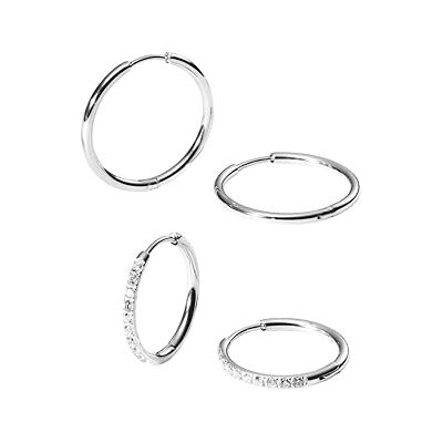 Purelei Lovely Glitter Lot de 2 paires de boucles d'oreilles créoles (plaquées or ou argent) Petits zircons et grandes créoles simples Imperméables et hypoallergéniques Purelei Lovely Glitter Lot de 2 paires de boucles d'oreilles créoles (plaquées or ou argent) Petits zircons et grandes créoles simples Imperméables et hypoallergéniques
