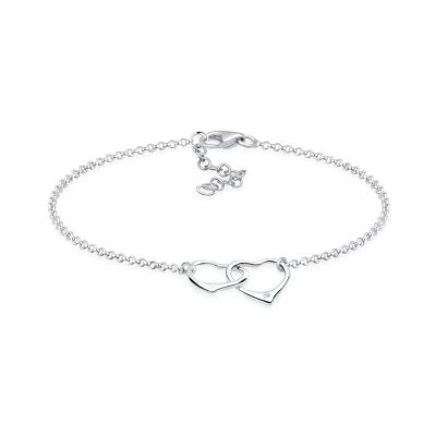 Elli DIAMONDS Bracelet Femmes Coeur Entrelacé Amour avec Diamant (0.015 ct.) en Argent Sterling 925, Métal, Diamant Elli DIAMONDS Bracelet Femmes Coeur Entrelacé Amour avec Diamant (0.015 ct.) en Argent Sterling 925, Métal, Diamant