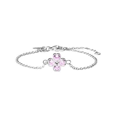 Purelei Cuore Rosé Bracelet Imperméable et réglable Bracelet en acier inoxydable avec trèfle et zircons roses Plaqué or 14 carats et or rose 18 carats Symbole de bonheur et d'amour Purelei Cuore Rosé Bracelet Imperméable et réglable Bracelet en acier inoxydable avec trèfle et zircons roses Plaqué or 14 carats et or rose 18 carats Symbole de bonheur et d'amour