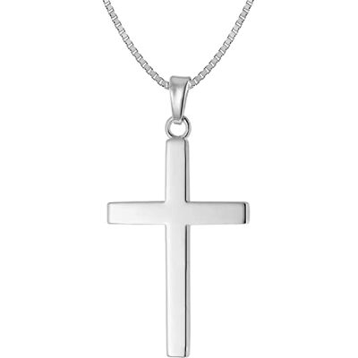 trendor Collier pour homme avec pendentif croix, 28 mm 60 cm Collier intemporel en argent sterling pour homme, idée cadeau élégante trendor Collier pour homme avec pendentif croix, 28 mm 60 cm Collier intemporel en argent sterling pour homme, idée cadeau élégante