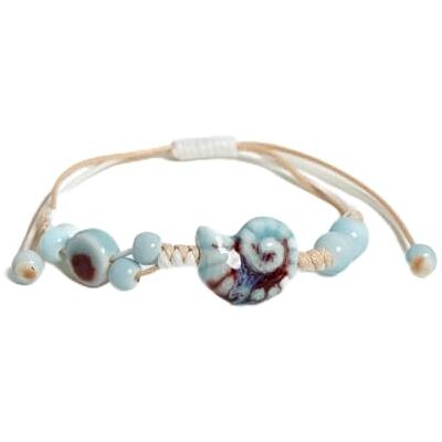 GWSGSFAS Bracelet réglable en céramique fait à la main en forme de coquillage d'escargot bleu pour homme et femme GWSGSFAS Bracelet réglable en céramique fait à la main en forme de coquillage d'escargot bleu pour homme et femme