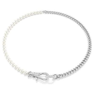 Swarovski Collier Dextera, Pavé, Perle de cristal, Blanc, Métal rhodié Swarovski Collier Dextera, Pavé, Perle de cristal, Blanc, Métal rhodié