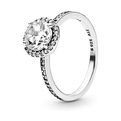 PANDORA Timeless Bague Ronde Scintillante en argent avec zircones cubiques transparentes, taille 50 PANDORA Timeless Bague Ronde Scintillante en argent avec zircones cubiques transparentes, taille 50