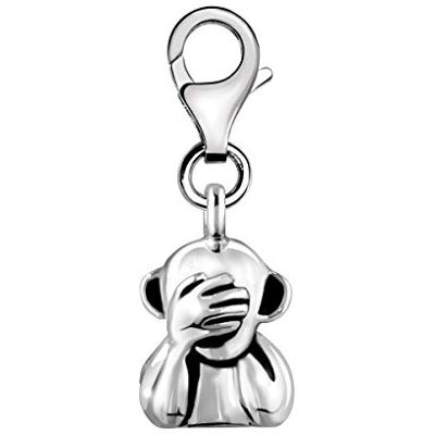 Quiges Charm Pendentif Breloque avec Fermoir Femme Plaqué Argent Couverture 3D Yeux Tête de Singe Quiges Charm Pendentif Breloque avec Fermoir Femme Plaqué Argent Couverture 3D Yeux Tête de Singe