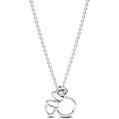 PANDORA X Disney Minnie Maus Silhouette Collier-Halskette aus Sterling Silber mit Zirkonia Steinen, Größe 45cm, 393187C01-45 PANDORA X Disney Minnie Maus Silhouette Collier-Halskette aus Sterling Silber mit Zirkonia Steinen, Größe 45cm, 393187C01-45
