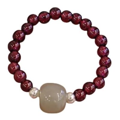 JINGXIGE Bague Perlée Pierre Naturelle Bague En Jade Naturel De Hetian Ornée De Perles En Argent Sterling 925 Et Grenat Élastique JINGXIGE Bague Perlée Pierre Naturelle Bague En Jade Naturel De Hetian Ornée De Perles En Argent Sterling 925 Et Grenat Élastique