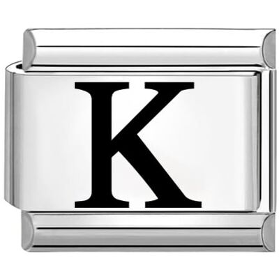 Quiges 9 mm Style italien Charm Link Module en acier inoxydable Laser Alphabet Lettre K pour bracelets de style italien, Cuivre, Sans_pierre Quiges 9 mm Style italien Charm Link Module en acier inoxydable Laser Alphabet Lettre K pour bracelets de style italien, Cuivre, Sans_pierre