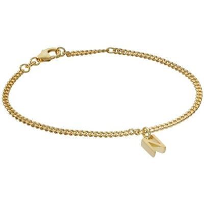 trendor Bracelet pour fille avec lettre N, argent 925 plaqué or, 21602-N Bracelet gourmette plat intemporel, élégant bracelet pour jeunes femmes, trendor Bracelet pour fille avec lettre N, argent 925 plaqué or, 21602-N Bracelet gourmette plat intemporel, élégant bracelet pour jeunes femmes,