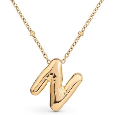 Amberta Collier de Lettres à Bulles en Or pour Femme et Adolescentes Pendentif Initiale en Acier Inoxydable Plaqué Or 18 Carats Bubble Balloon Lettre Épaisse Chaîne Personnalisée Prénom: N Amberta Collier de Lettres à Bulles en Or pour Femme et Adolescentes Pendentif Initiale en Acier Inoxydable Plaqué Or 18 Carats Bubble Balloon Lettre Épaisse Chaîne Personnalisée Prénom: N